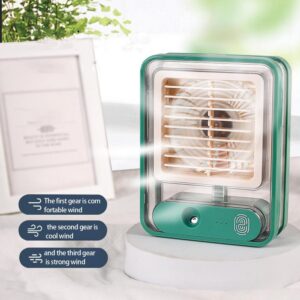 Rechargeable Battery Operated Mini USB Fan With Mist Water Spray Mini Cooler With Led Night Light Mini Ac Personal Air Cooler Desk Fan For Office Kitchen Home