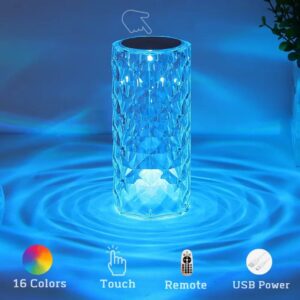 Crystal Table Lamp 16 Colors Touch/Remote Control Night Light ,RGB Changing Diamond Rose Table Lamps