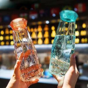 Diamond Shape Glass Water Bottles 400ml